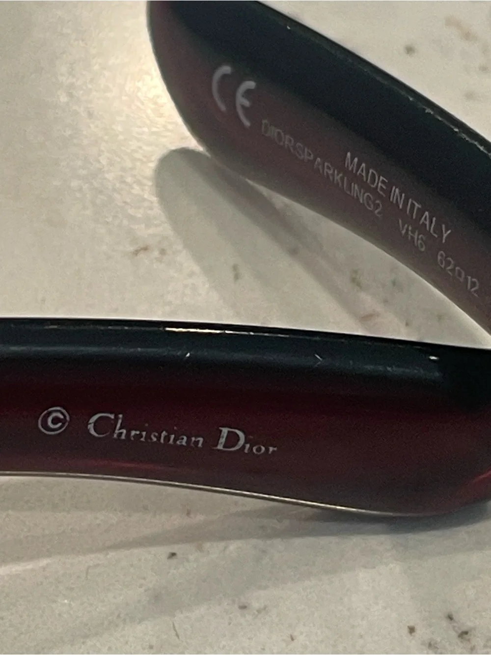 Dior Women’s Sunglasses in Burgundy with Pink-Tinted Lenses and Crystal Temples